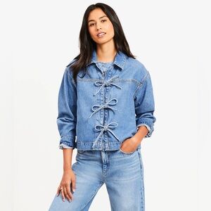 LOFT Denim Bow Top